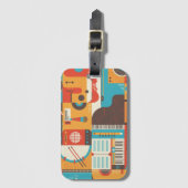 Muziek Gitaar Piano Kleurrijk Bagagelabel (Voorkant (verticaal))