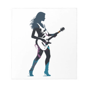 Muziek Gitaar Speler Concert Fun Silhouette Style Notitieblok
