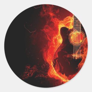 muziek gitaar vlammen vuur noot dans Destiny'S Ronde Sticker