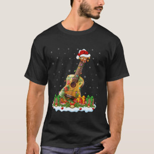 Muziek Gitaar Xmas Verlichting Santa Hat Gitaar Ch T-shirt