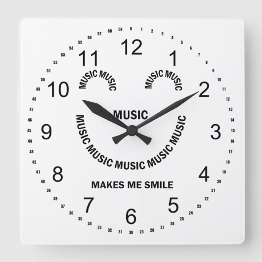 Muziek Glimlach Vierkante Klok (Voorkant)