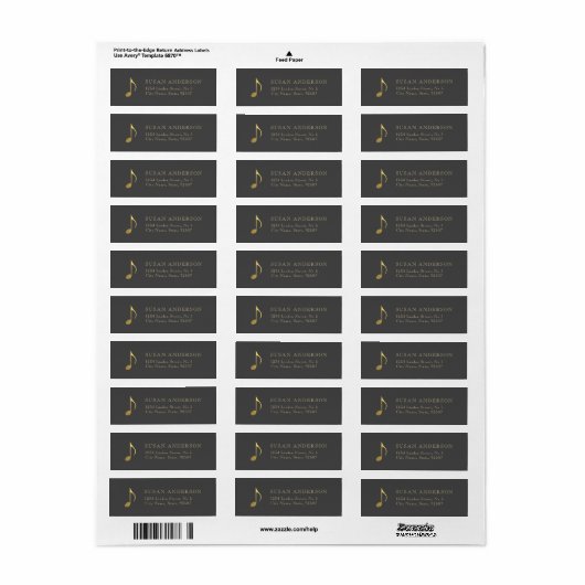 Muziek Gold E8e Opmerking Terug Adres Label (Full Sheet)