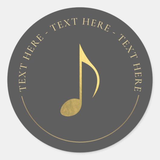 Muziek Goud Achtste Nota Ronde Sticker (Voorkant)