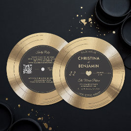 Muziek Goud  LP Record Vinyl Modern Wedding Kaart