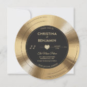 Muziek Goud LP Record Vinyl Modern Wedding Kaart (Voorkant)