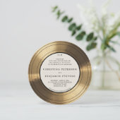 Muziek  Gouden LP Vinyl Typografie Wedding Kaart (Staand voorkant)
