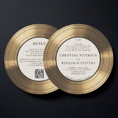 Muziek  Gouden LP Vinyl Typografie Wedding Kaart