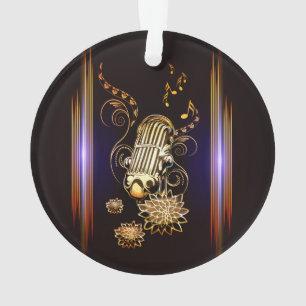 Muziek, gouden microfoon ornament