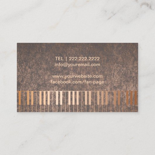 Muziek Gouden Piano Sleutels Muzikaal Modern Koper Visitekaartje (Achterkant)
