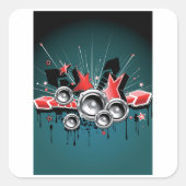 Muziek Grafische Luidsprekers Audio Vierkante Sticker (Voorkant)