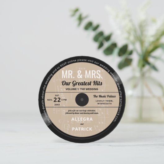 Muziek Grootste Hits Retro  Ecru Bruiloft Kaart (Staand voorkant)