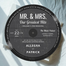 Muziek Grootste Hits Retro  Zwart Bruiloft Kaart