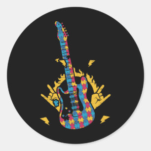 Muziek Guitar Autism Awareness Day Maand Colorful Ronde Sticker