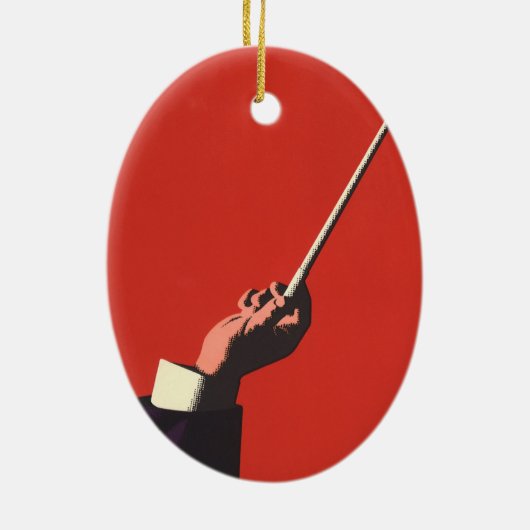  muziek, hand van de geleider die een batterij vas keramisch ornament (Achterkant)