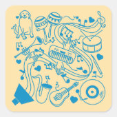 Muziek Handen - ASL Design Vierkante Sticker (Voorkant)