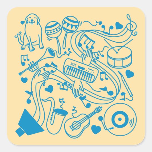 Muziek Handen - ASL Design Vierkante Sticker (Voorkant)
