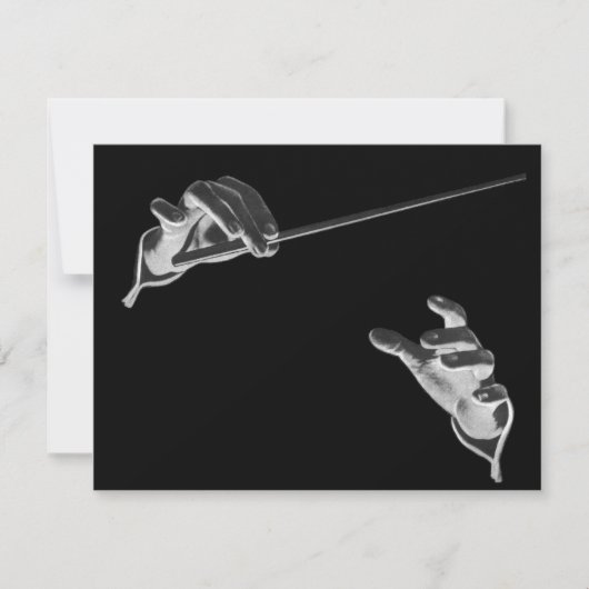 muziek, handen van de geleider met een batterij (Voorkant)