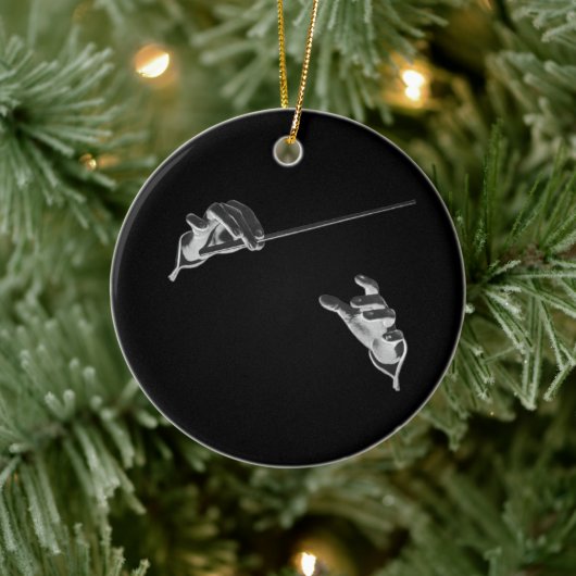  muziek, handen van de geleider met een batterij keramisch ornament (Boom)