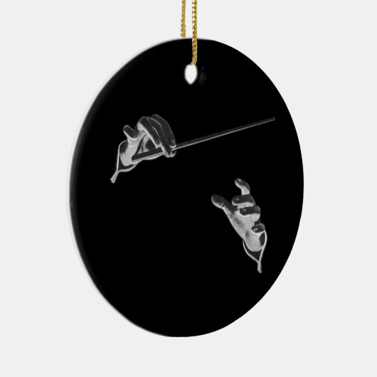  muziek, handen van de geleider met een batterij keramisch ornament (Rechts)