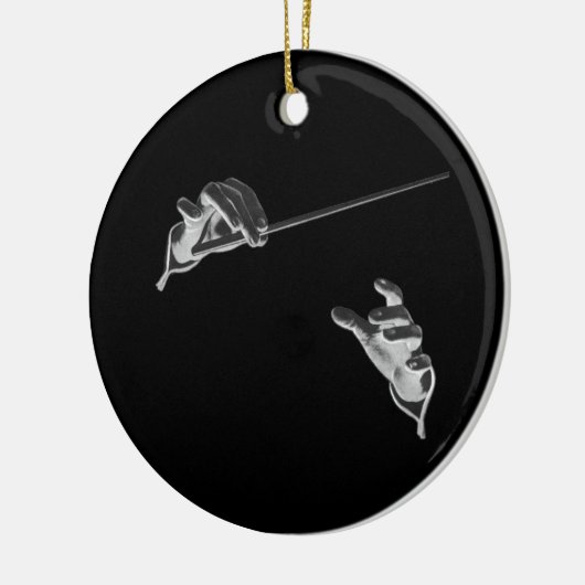  muziek, handen van de geleider met een batterij keramisch ornament (Links)