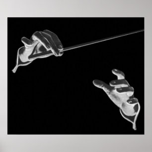  muziek, handen van de geleider met een batterij poster