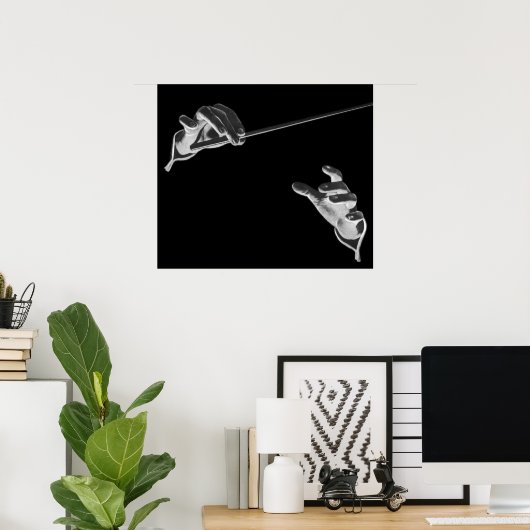  muziek, handen van de geleider met een batterij poster (Thuiskantoor)