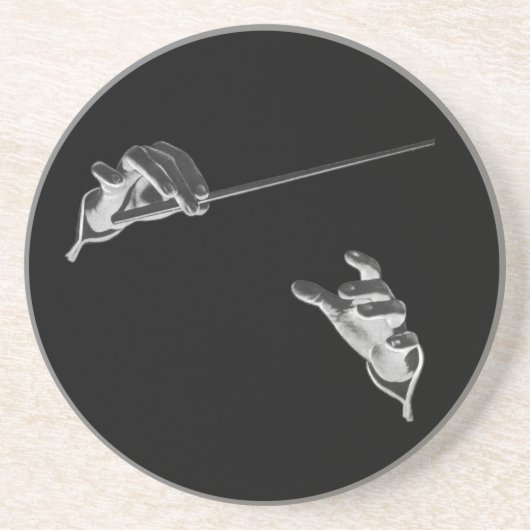  muziek, handen van de geleider met een batterij zandsteen onderzetter (Voorkant)