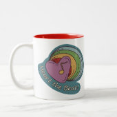 Muziek Hart Rainbow Doodle Design voor muziekliefh Tweekleurige Koffiemok (Links)