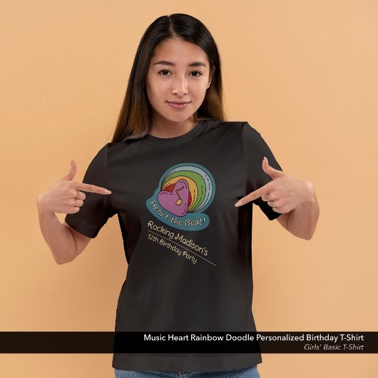 Muziek Hart Rainbow Doodle gepersonaliseerde verja T-shirt