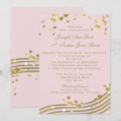 Muziek Harten roze en goud Kaart (Voorkant / Achterkant)