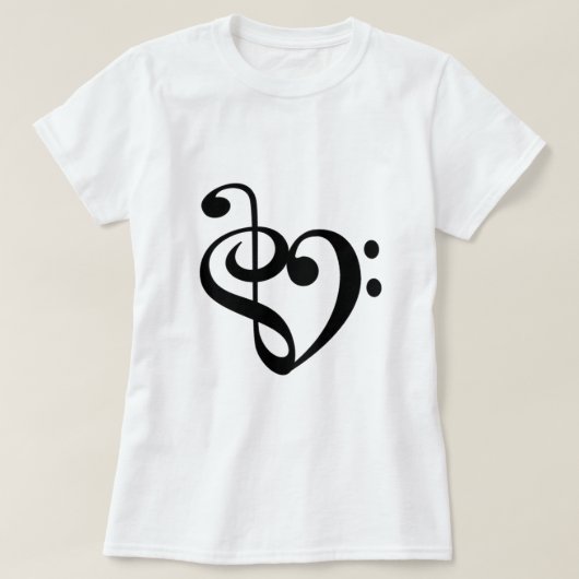 Muziek Hartzwart in de vorm van het liefdeshart T-shirt (Design voorkant)