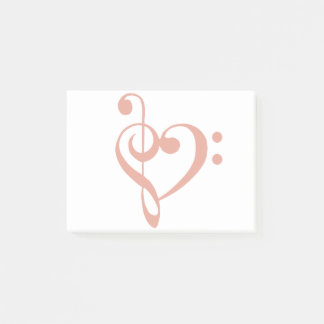 Muziek - Heart Treble Bass Clef Heart - Coral Pink Post-it® Notes