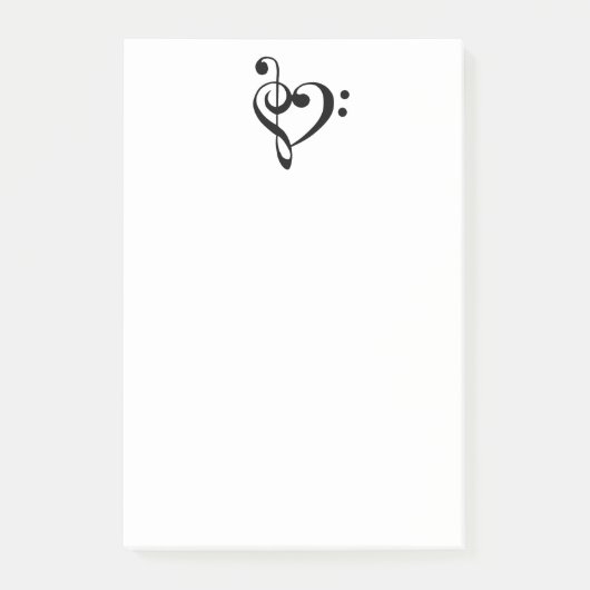 Muziek Heart Treble Clef Bass Clef Musician Post-it® Notes (Voorkant)