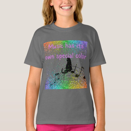 "Muziek heeft zijn eigen speciale kleur" t-shirt (Voorkant)