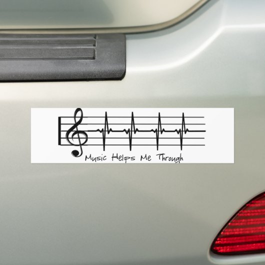 Muziek helpt me door bumpersticker (Op auto)