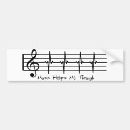 Muziek helpt me door bumpersticker