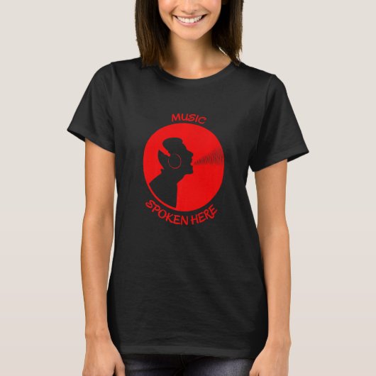 Muziek hier Vinyl Record Singer Red T-shirt (Voorkant)
