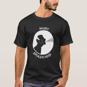 Muziek hier Wit met Vinyl Record Singer T-shirt
