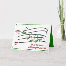 Muziek Holly Berries 1 hedendaagse kerstkaart Feestdagen Kaart
