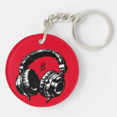 Muziek Hoofdtelefoon DJ Verjaardagsfeest Sleutelhanger (Achterkant)