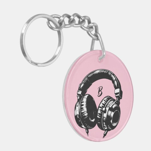 Muziek Hoofdtelefoon DJ Verjaardagsfeest Sleutelhanger (Voorkant Links)