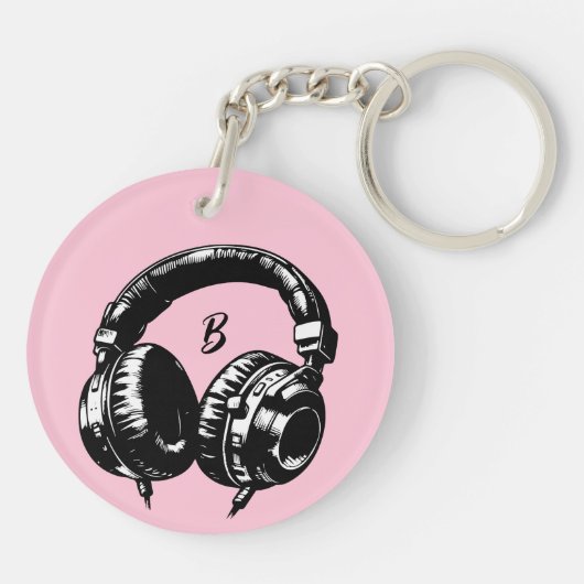 Muziek Hoofdtelefoon DJ Verjaardagsfeest Sleutelhanger (Achterkant)