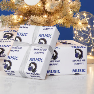 Muziek Hoofdtelefoon Muziek maakt me blij Muziek Cadeaupapier