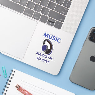 Muziek Hoofdtelefoon Muziek maakt me blij Muziek Sticker
