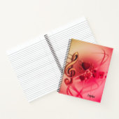 Muziek hoort aangepaste zwarte tekst Retro roze kl Notitieboek (Binnen)