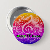 MUZIEK - HOU HET ECHT REGENBOOG RONDE BUTTON 7,6 CM (Voorkant /achterkant)