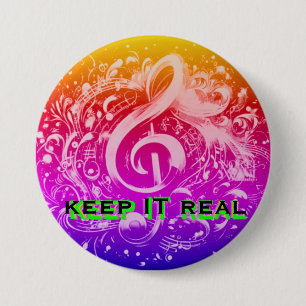 MUZIEK - HOU HET ECHT REGENBOOG RONDE BUTTON 7,6 CM