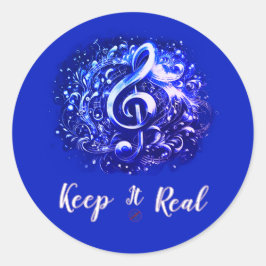 MUZIEK - HOU HET ECHT  RONDE STICKER