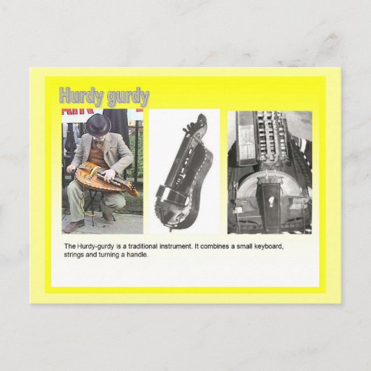 Muziek, Hurdy gurdy-speler Briefkaart (Voorkant)