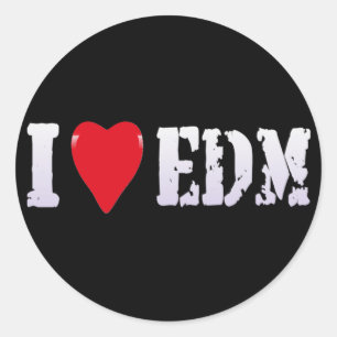 MUZIEK - I HEART EDM RONDE STICKER